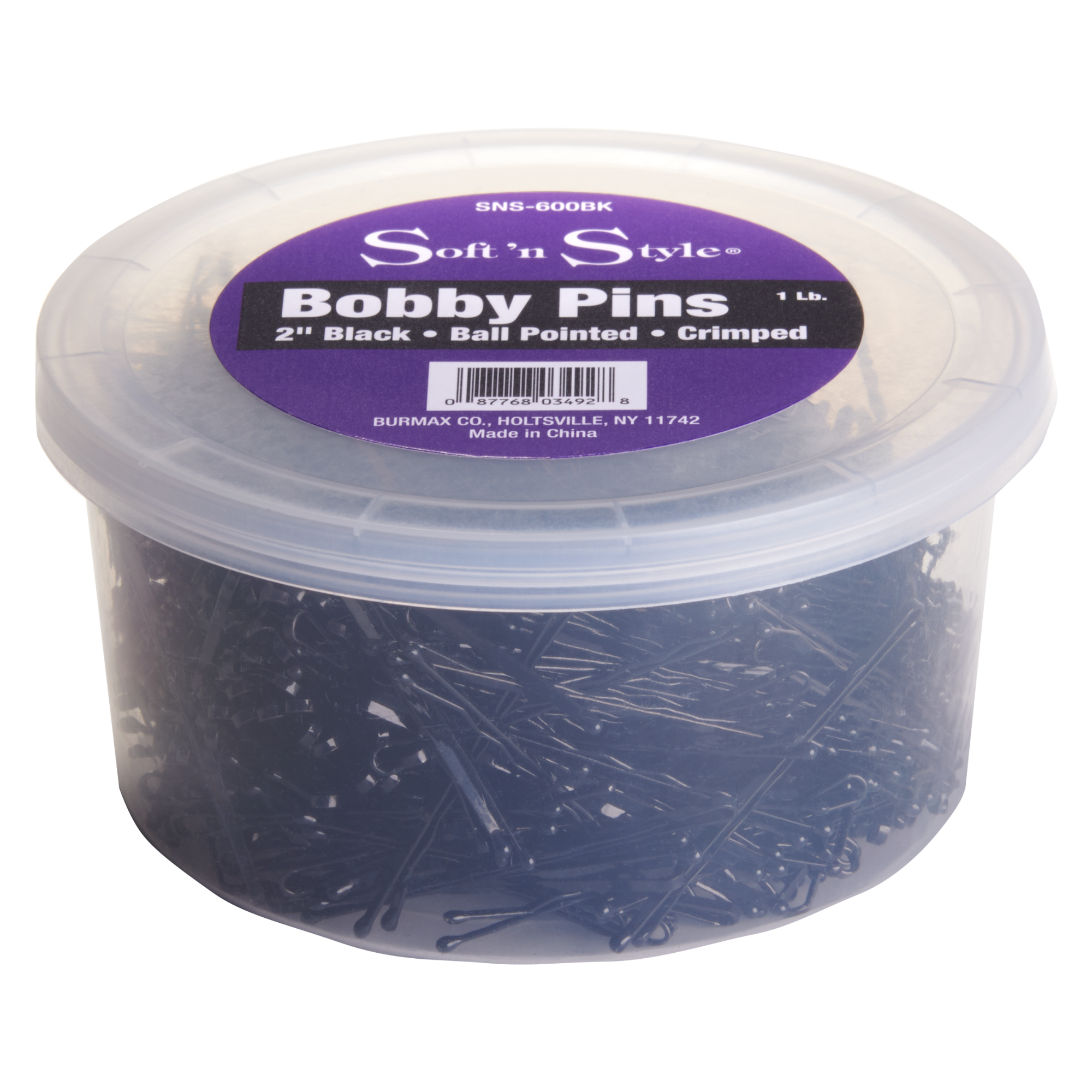 Bobby Pins, Black, 1 lb. tub - 2"