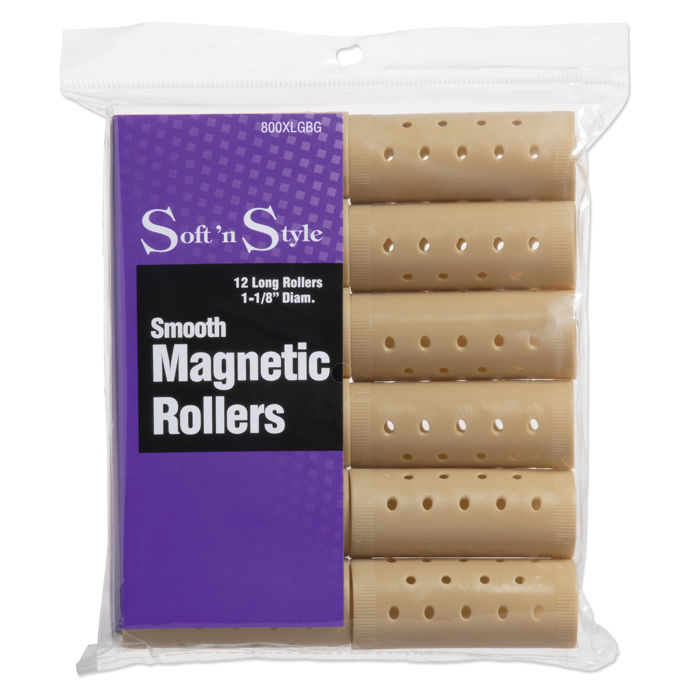 Smooth Magnetic Rollers, Long Beige - 1-1/8"