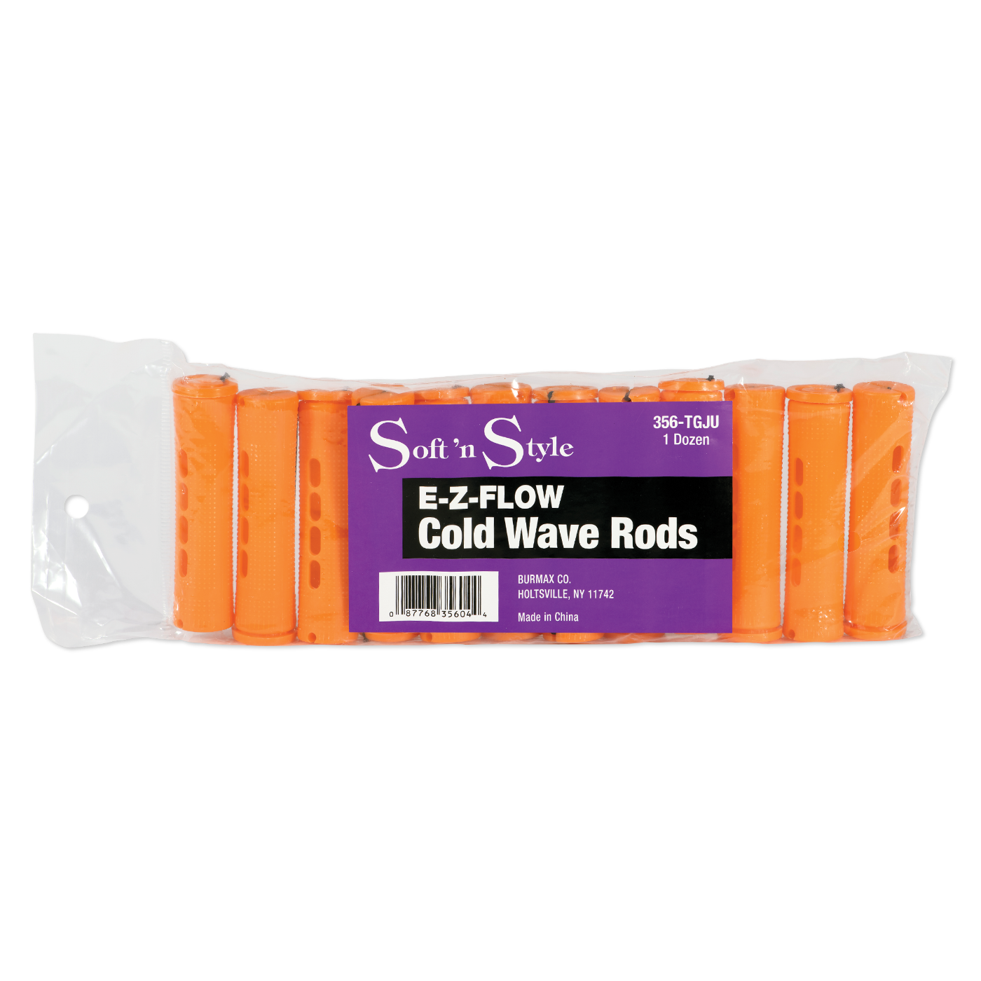 Concave Cold Wave Rods, Jumbo Tangerine, pack of 12