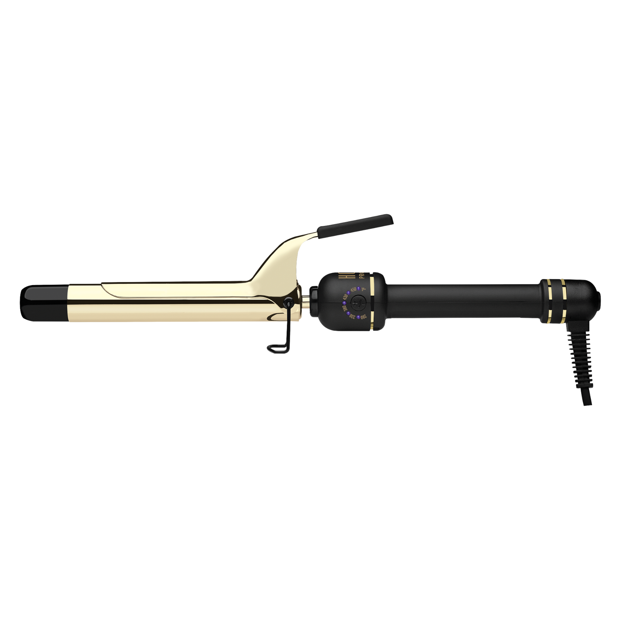 24K Gold Extended Barrel Spring Clamp Curling Iron - 1"