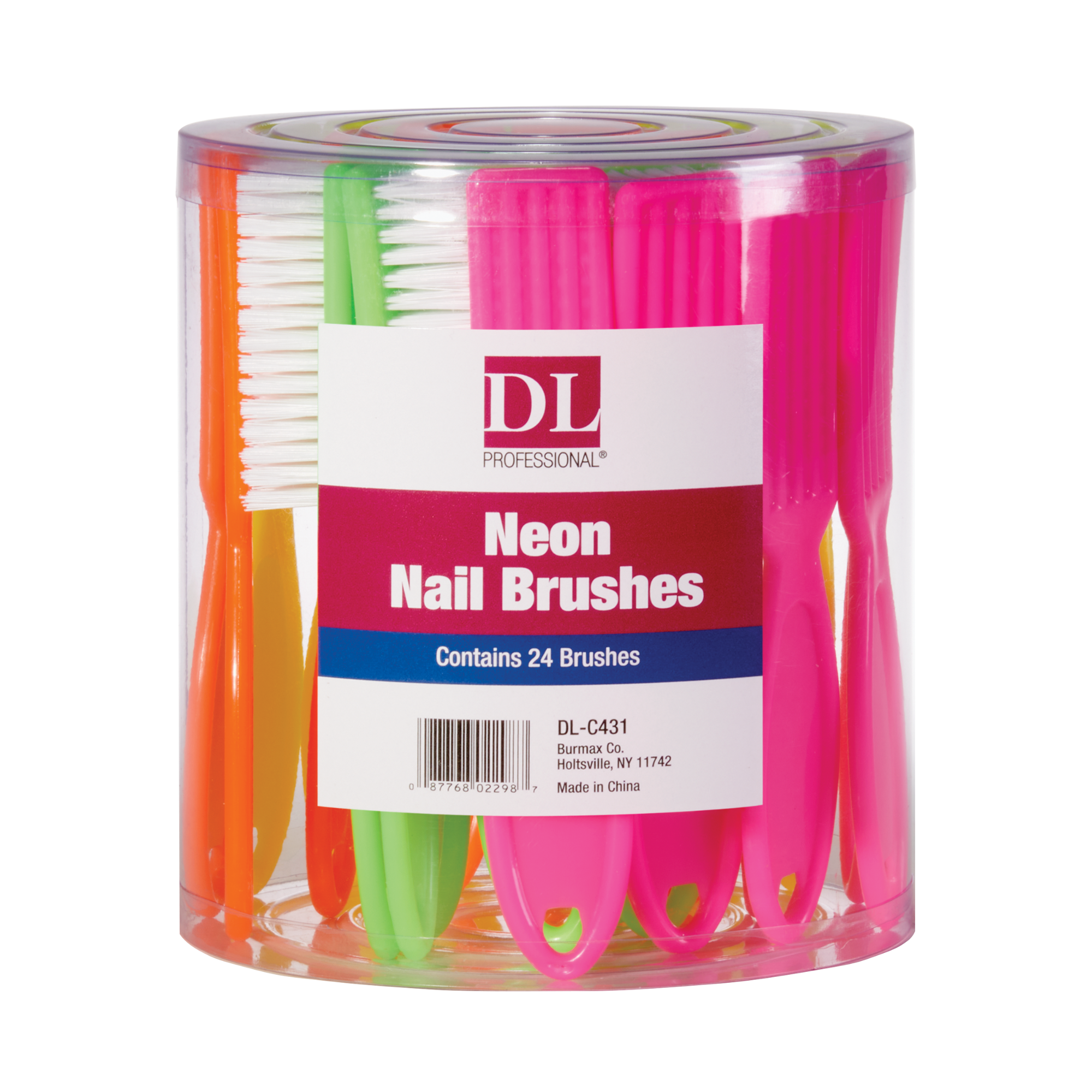 Manicure Brushes in a Container - Neon