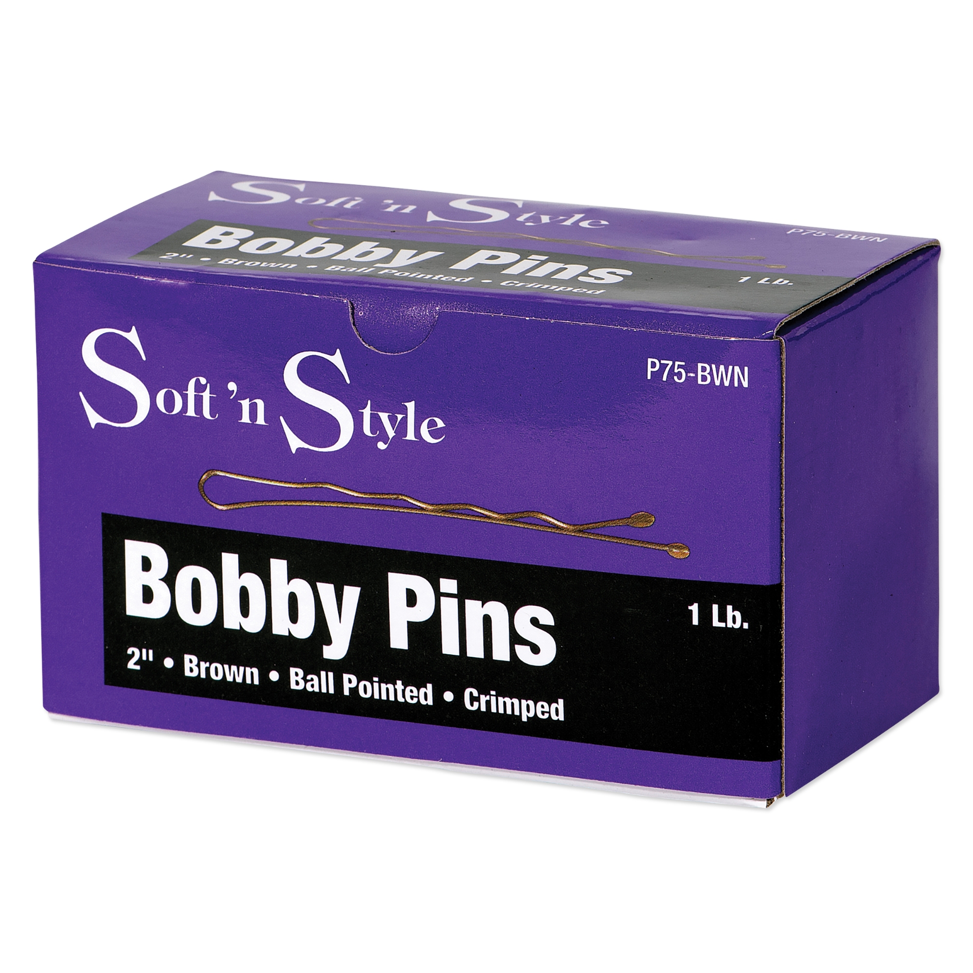 Bobby Pins, Brown, 1 lb. box - 2"