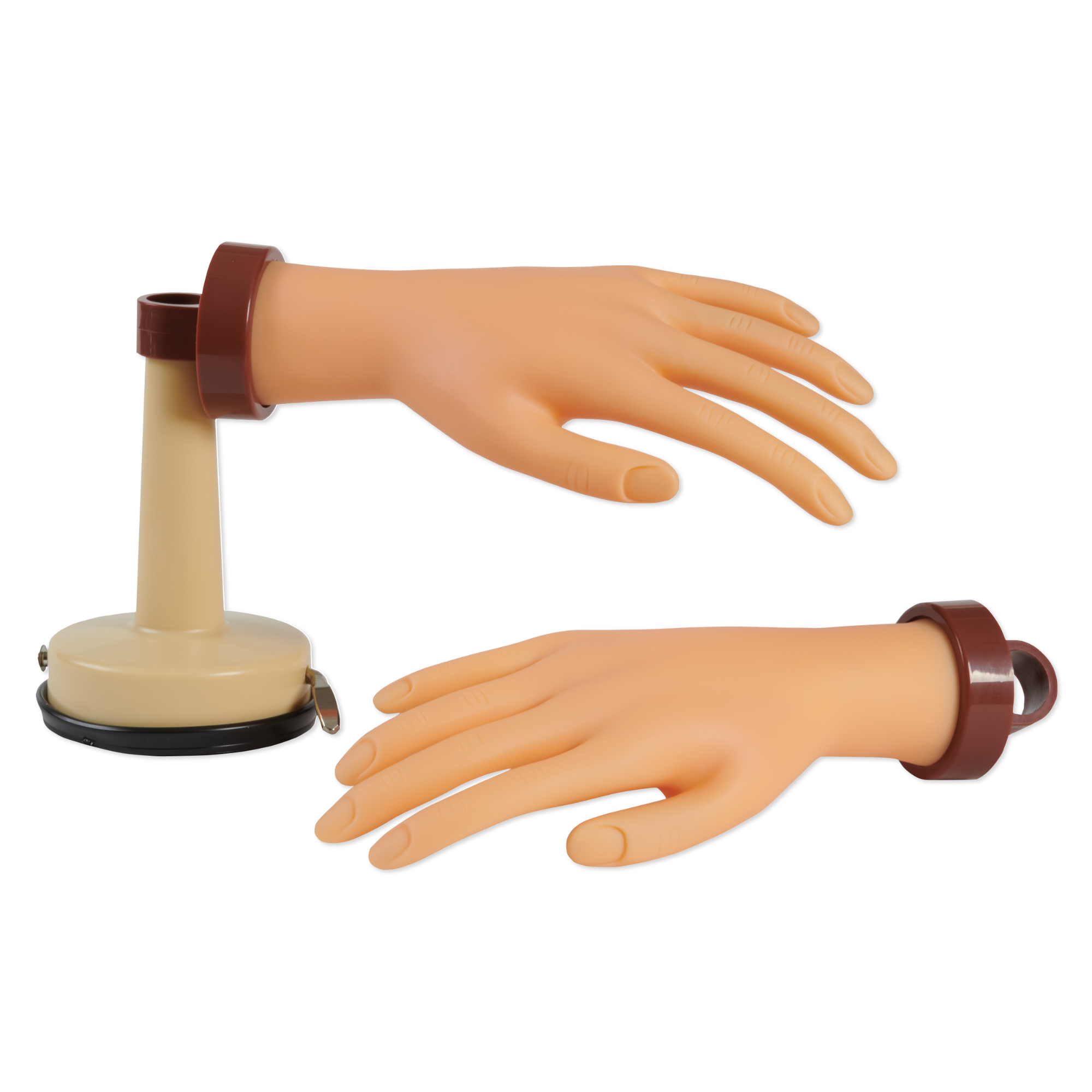 Deluxe Practice Hands with Suction Base Holder - Right & Left Hand Set