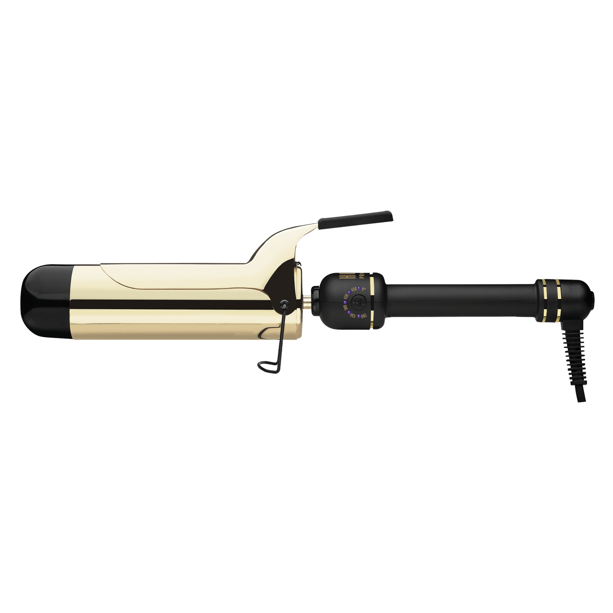 24K Gold Extended Barrel Spring Clamp Curling Iron - 2"