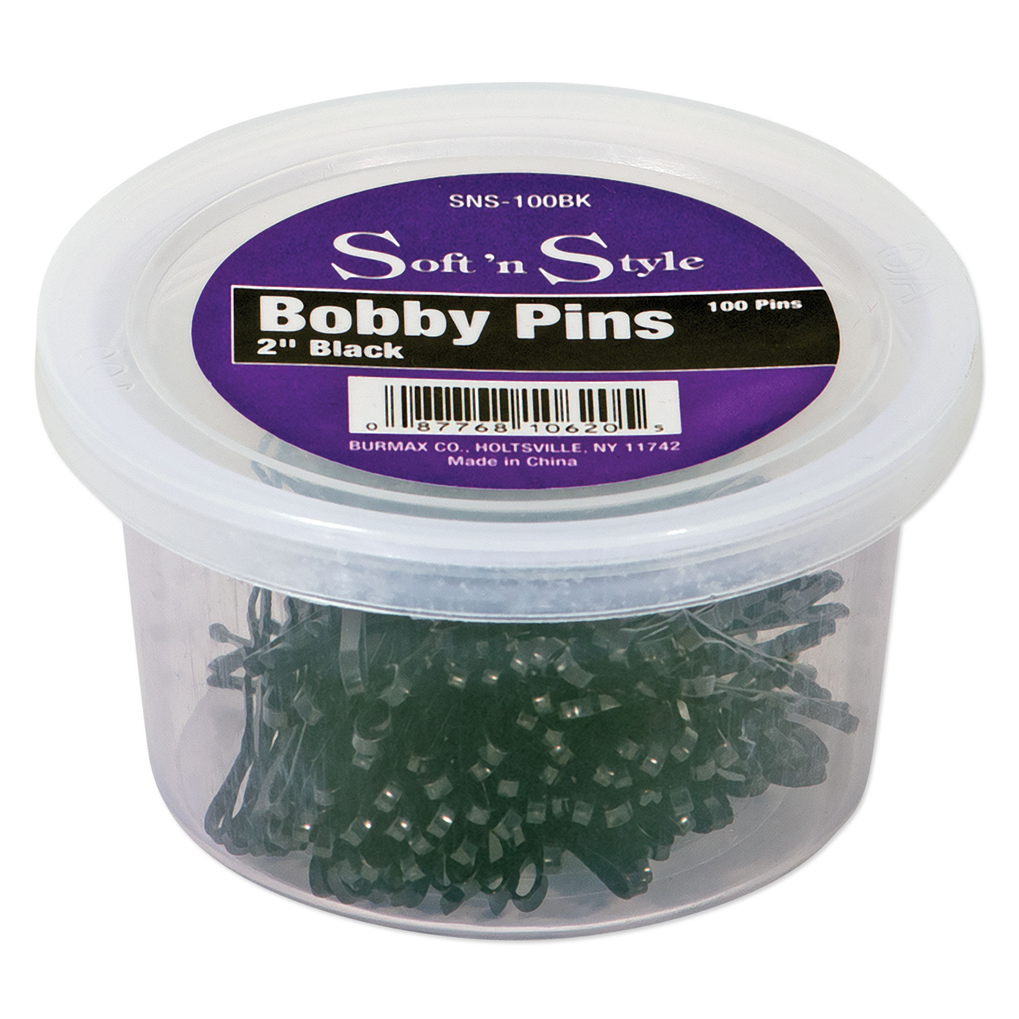 Bobby Pins, Black, tub of 100 - 2"